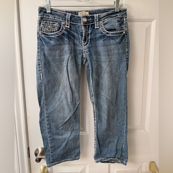 L.A. idol Denim - Women's Blue Cropped Embellished Jeans